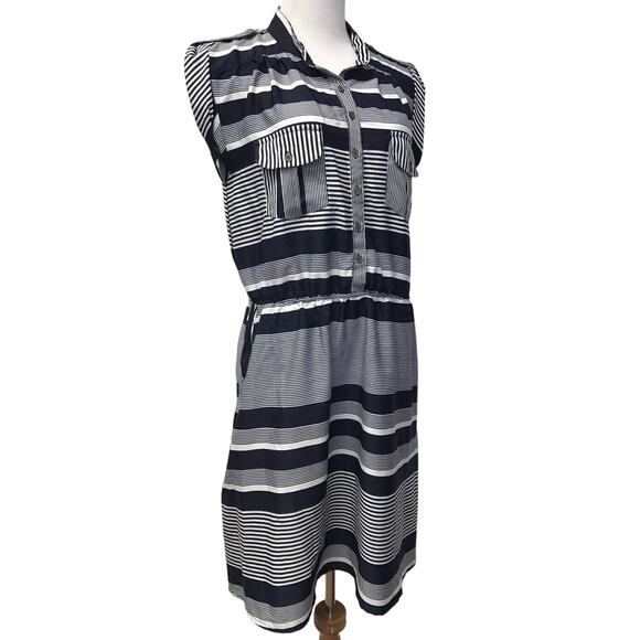 Speed Central Dress Womens Small Striped Blue White - Picture 1 of 7